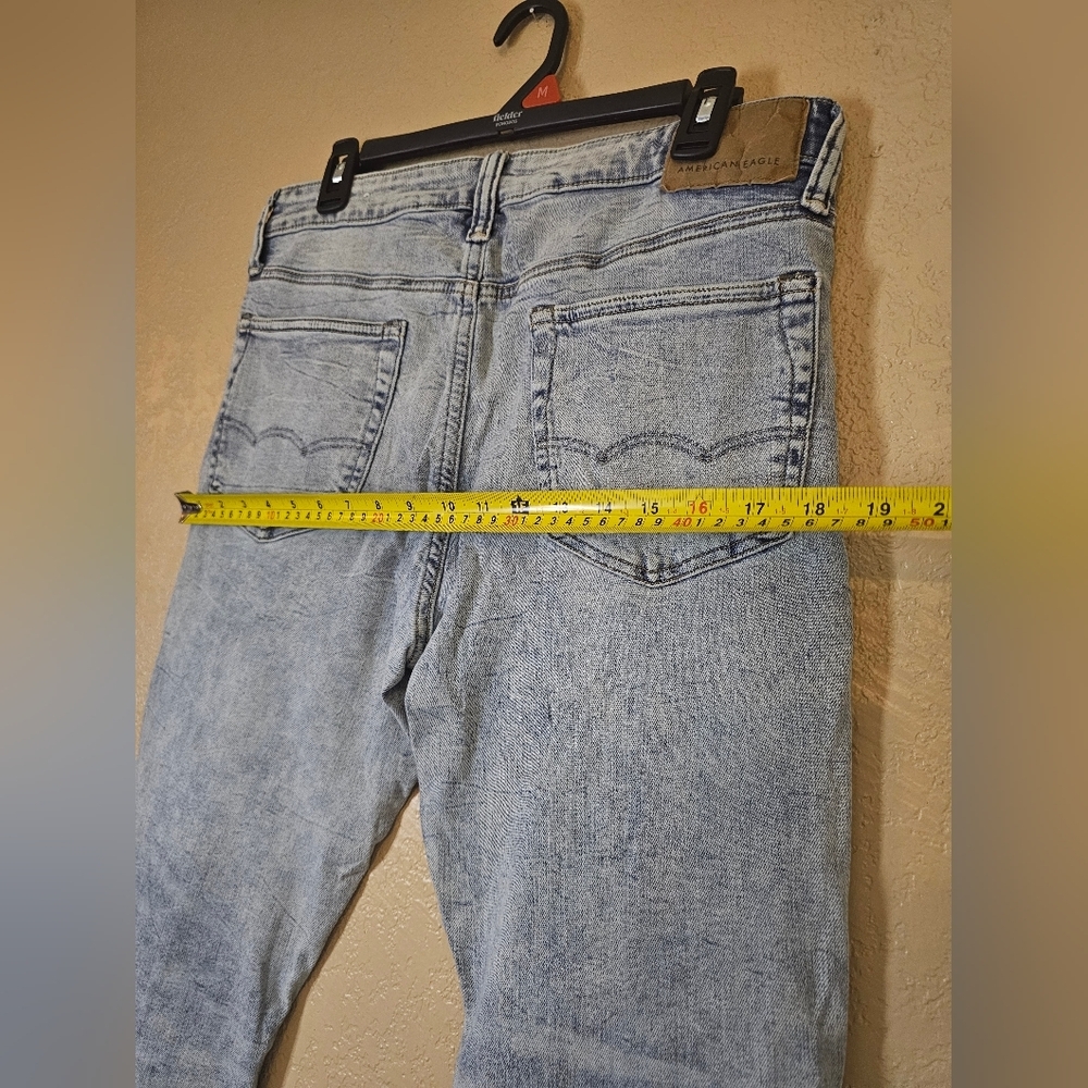 AMERICAN EAGLE Jeans Mens Distressed AirFlex 360 Skinny US 34x30 Light Wash Blue - Picture 6 of 8